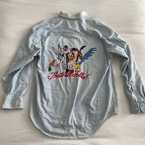 Vintage 90s Looney Toons embroidered button up